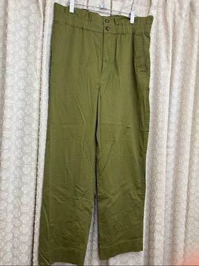 Madewell Olive Straight-Leg Paper Bag Pants